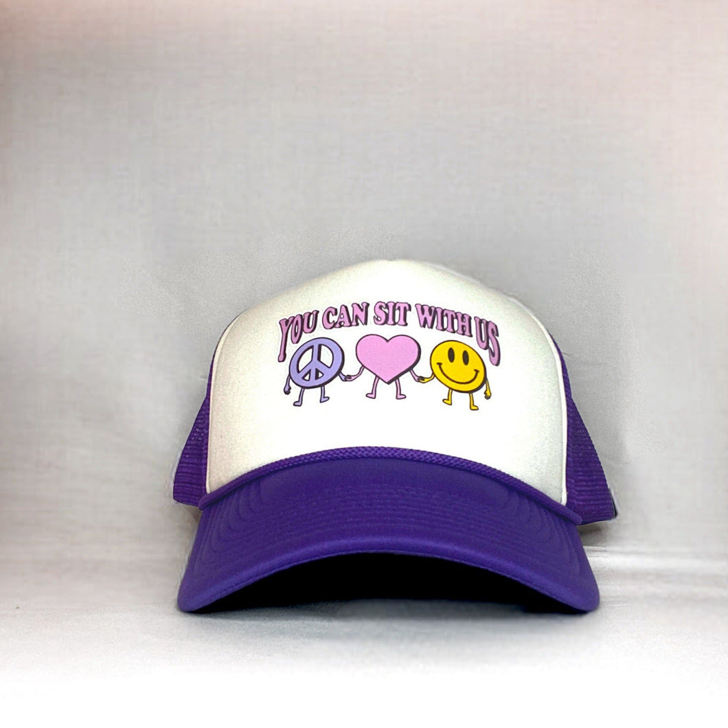 Purple & White Trucker